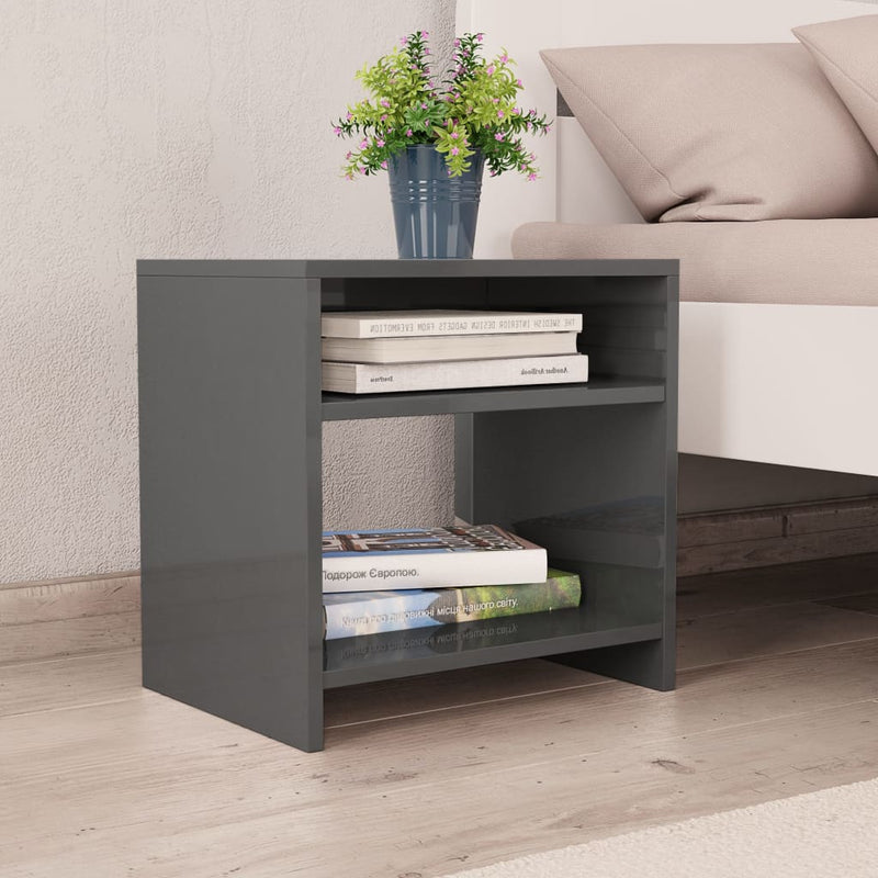 Dealsmate  Bedside Cabinet High Gloss Grey 40x30x40 cm Engineered Wood