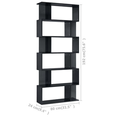 Dealsmate  Book Cabinet/Room Divider High Gloss Black 80x24x192 cm