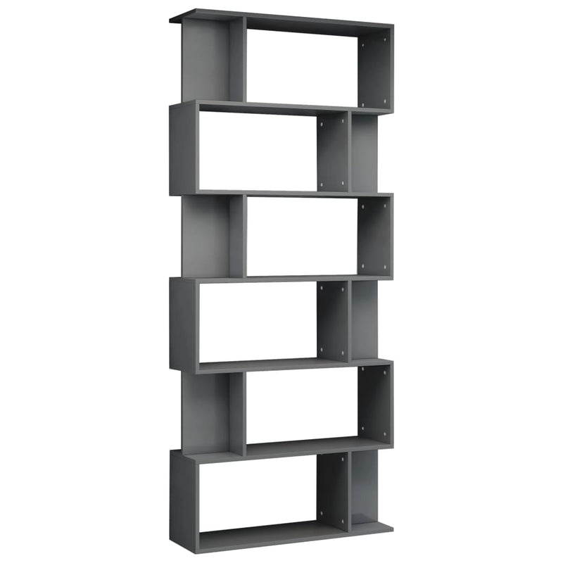 Dealsmate  Book Cabinet/Room Divider High Gloss Grey 31.5"x9.4"x75.6" Engineered Wood