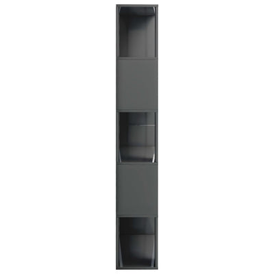 Dealsmate  Book Cabinet/Room Divider High Gloss Grey 31.5"x9.4"x62.6" Engineered Wood