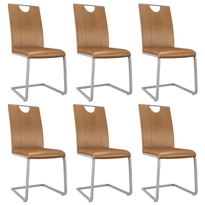 Dealsmate  Dining Chairs 6 pcs Brown Faux Leather 