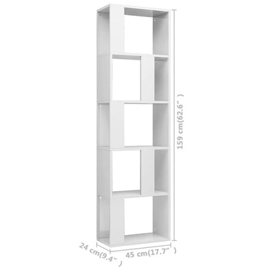 Dealsmate  Book Cabinet/Room Divider High Gloss White 45x24x159 cm Engineered Wood