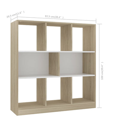 Dealsmate  Book Cabinet White and Sonoma Oak 97.5x29.5x100 cm Engineered Wood