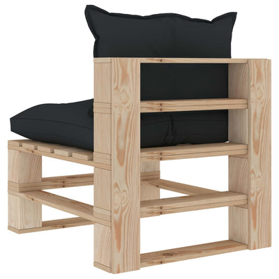 Dealsmate  Garden Pallet Middle Sofa with Anthracite Cushions Wood