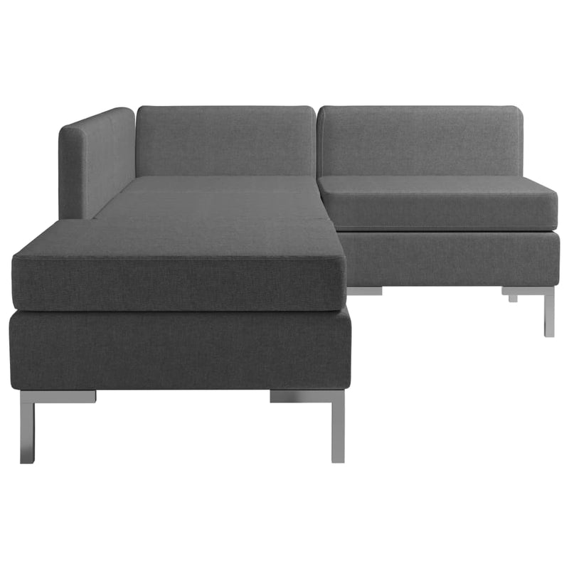 Dealsmate  4 Piece Sofa Set Fabric Dark Grey