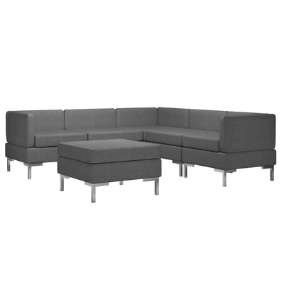 Dealsmate  6 Piece Sofa Set Fabric Dark Grey