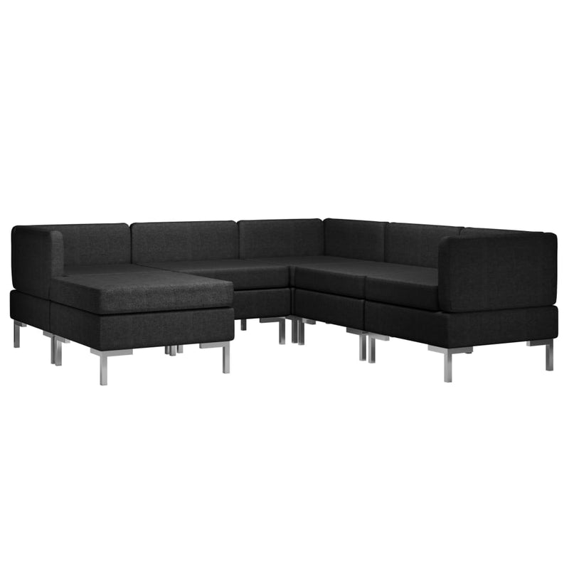 Dealsmate  6 Piece Sofa Set Fabric Black
