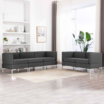 Dealsmate  5 Piece Sofa Set Fabric Dark Grey