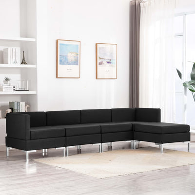 Dealsmate  5 Piece Sofa Set Fabric Black
