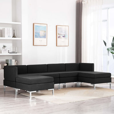 Dealsmate  6 Piece Sofa Set Fabric Black