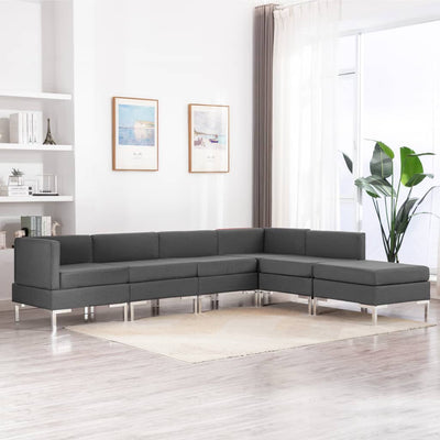 Dealsmate  6 Piece Sofa Set Fabric Dark Grey