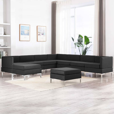 Dealsmate  9 Piece Sofa Set Fabric Black