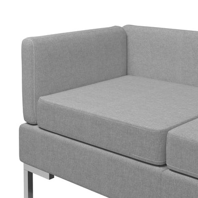 Dealsmate  7 Piece Sofa Set Fabric Light Grey