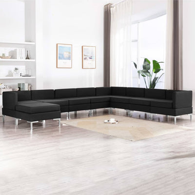 Dealsmate  9 Piece Sofa Set Fabric Black
