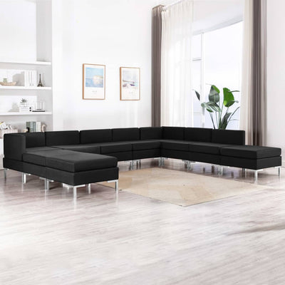 Dealsmate  10 Piece Sofa Set Fabric Black