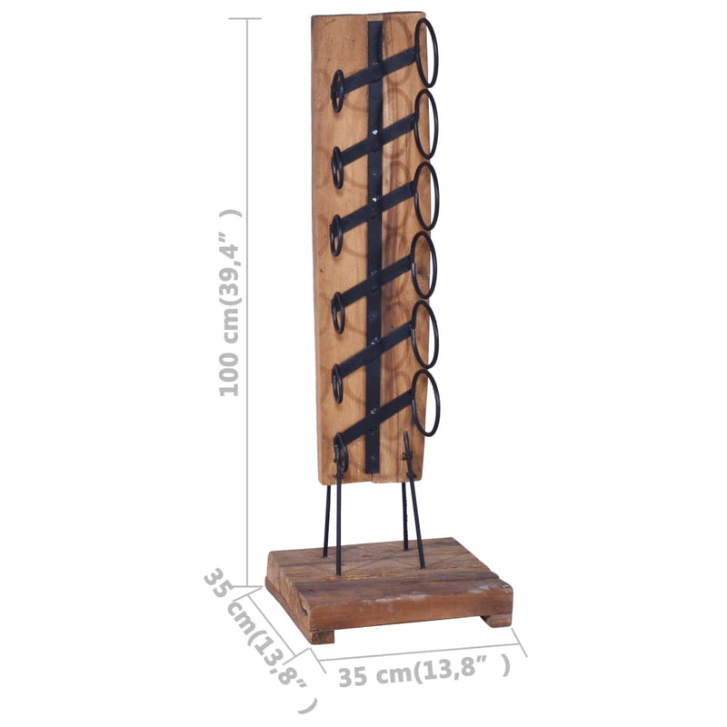 Dealsmate  Wine Rack for 6 Bottles 35x35x100 cm Solid Teak Wood