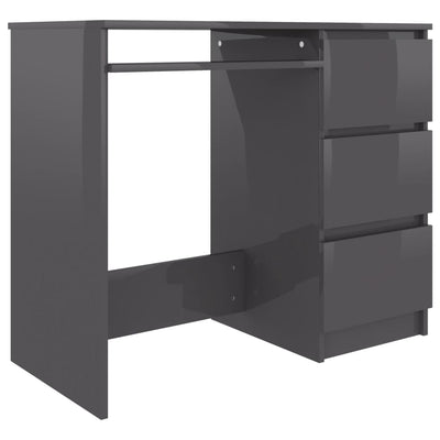Dealsmate  Desk High Gloss Grey 90x45x76 cm Engineered Wood