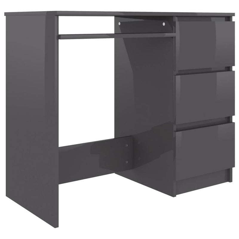 Dealsmate  Desk High Gloss Grey 90x45x76 cm Engineered Wood