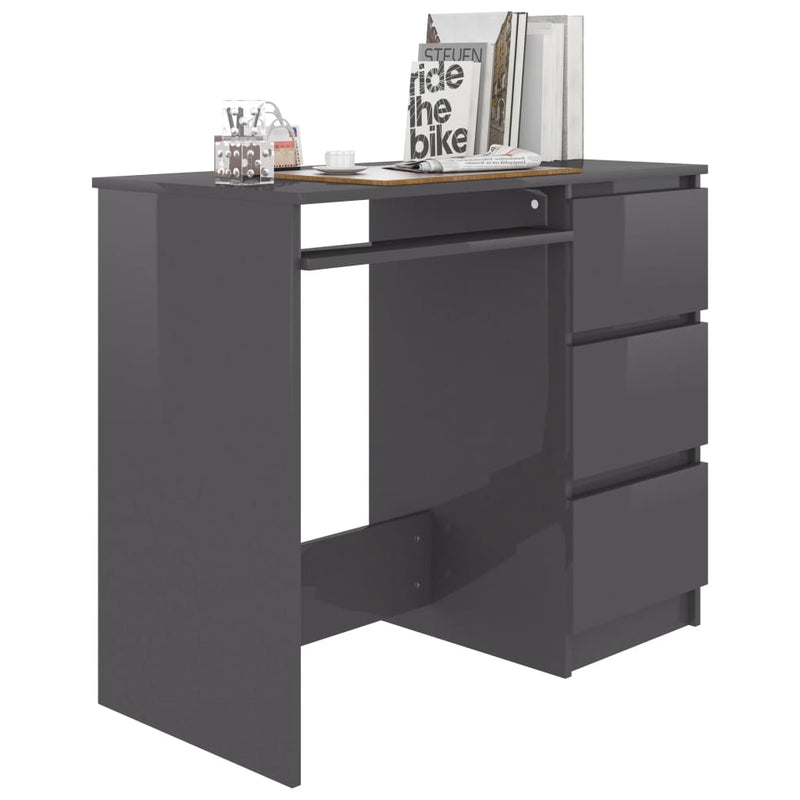 Dealsmate  Desk High Gloss Grey 90x45x76 cm Engineered Wood