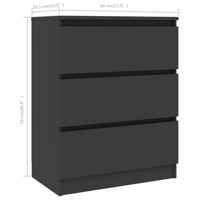 Dealsmate  Sideboard Grey 60x33.5x76 cm Chipboard