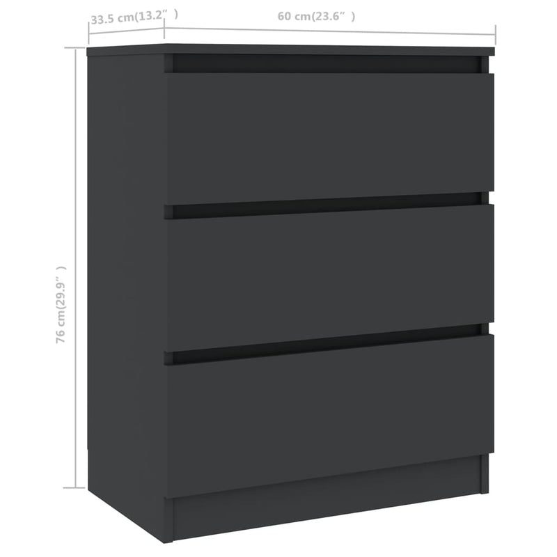 Dealsmate  Sideboard Grey 60x33.5x76 cm Chipboard