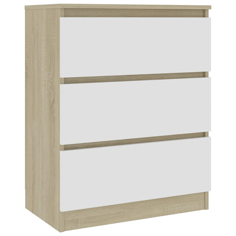 Dealsmate  Sideboard White and Sonoma 60x33.5x76 cm Chipboard