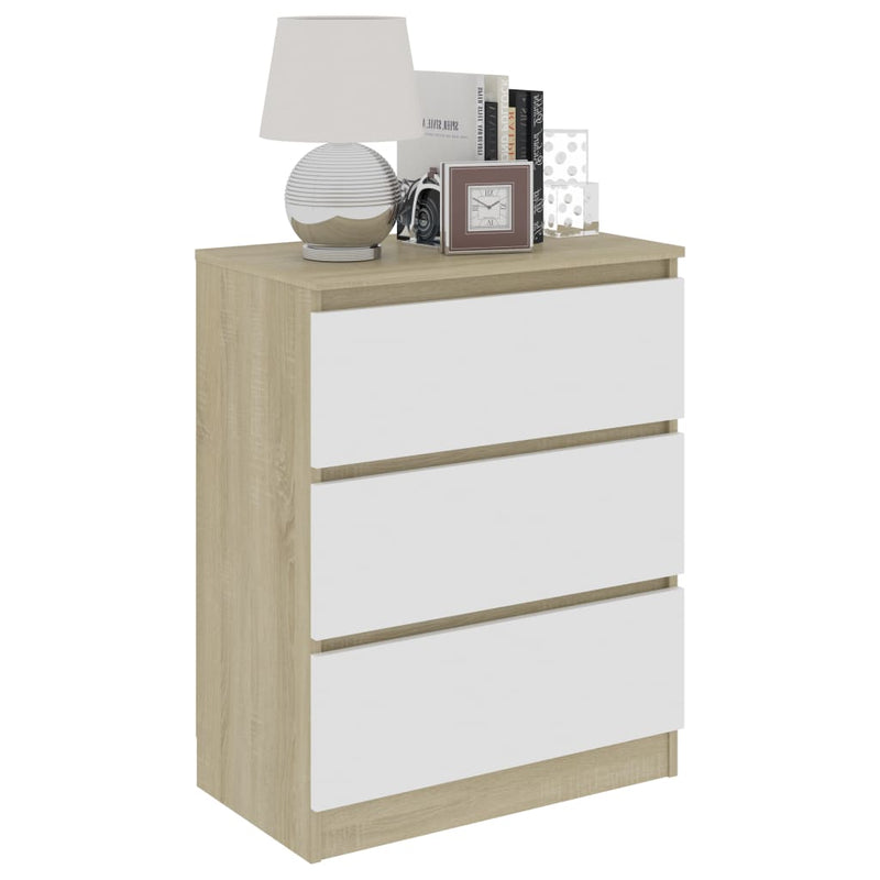 Dealsmate  Sideboard White and Sonoma 60x33.5x76 cm Chipboard
