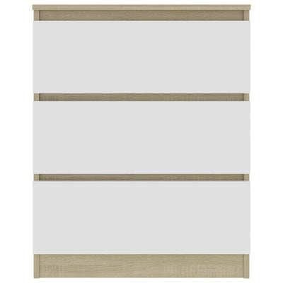 Dealsmate  Sideboard White and Sonoma 60x33.5x76 cm Chipboard