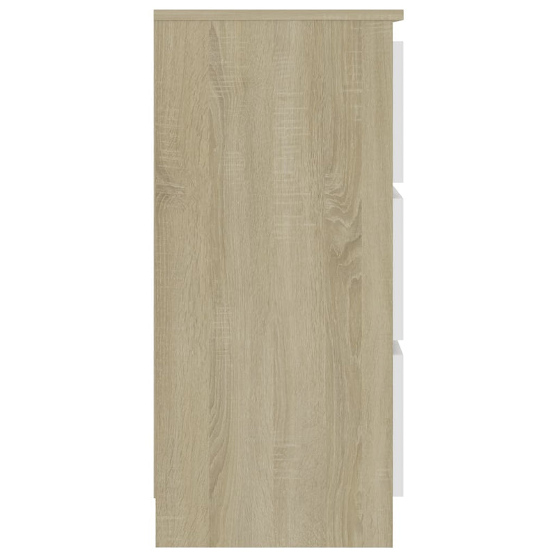 Dealsmate  Sideboard White and Sonoma 60x33.5x76 cm Chipboard