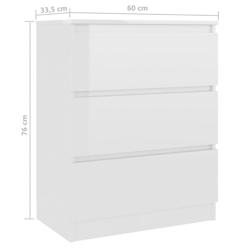 Dealsmate  Sideboard High Gloss White 60x33.5x76 cm Chipboard