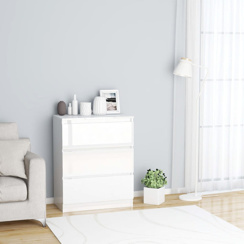 Dealsmate  Sideboard High Gloss White 60x33.5x76 cm Chipboard