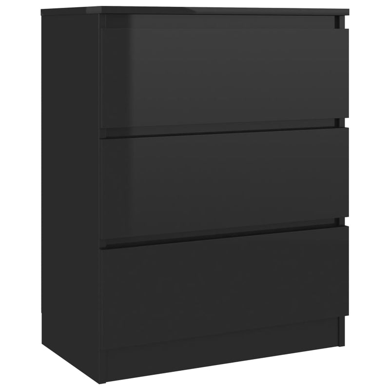 Dealsmate  Sideboard High Golss Black 60x33.5x76 cm Chipboard