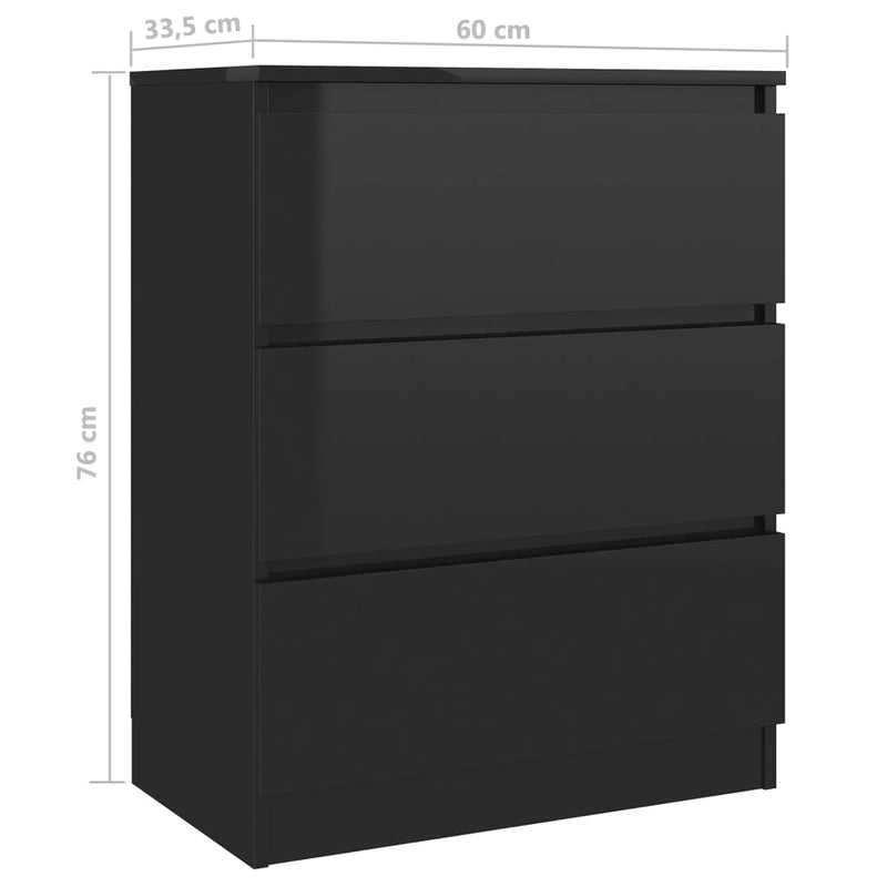 Dealsmate  Sideboard High Golss Black 60x33.5x76 cm Chipboard