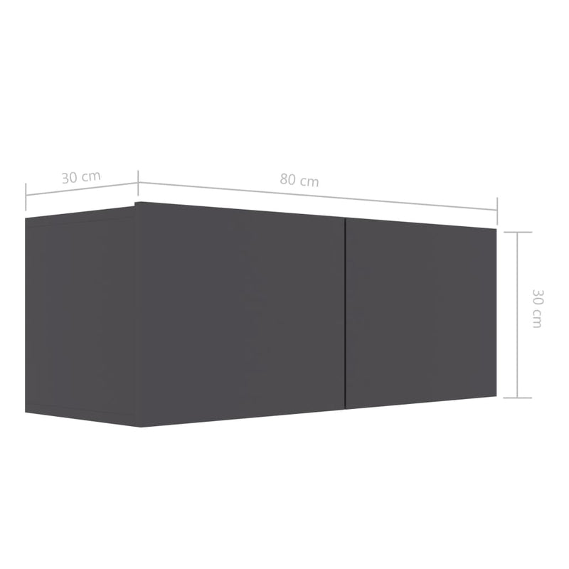 Dealsmate  TV Cabinet Grey 80x30x30 cm Chipboard