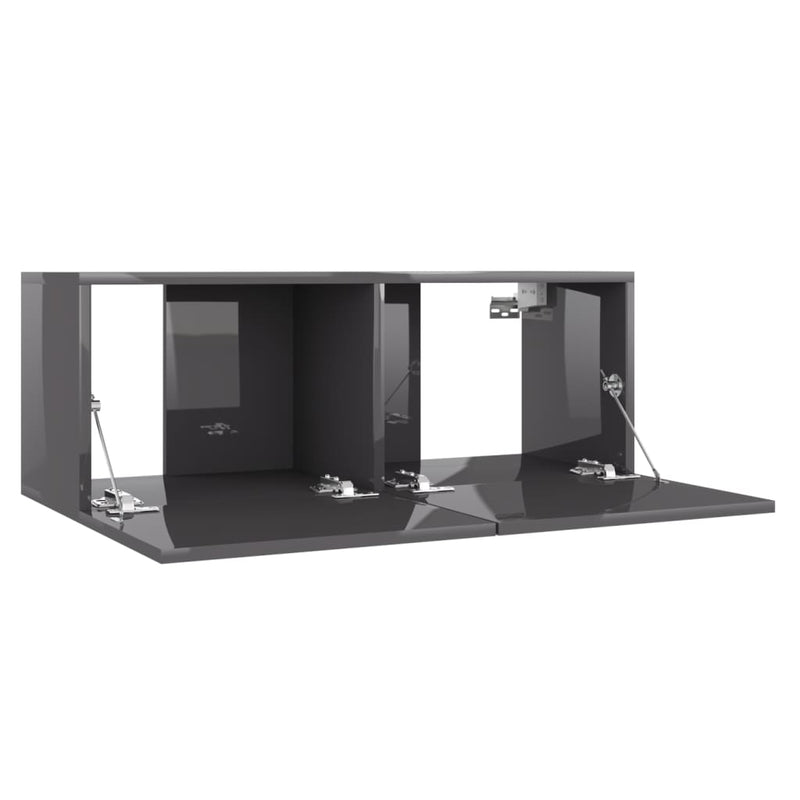 Dealsmate  TV Cabinet High Gloss Grey 80x30x30 cm Engineered Wood