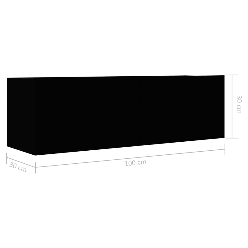 Dealsmate  TV Cabinet Black 100x30x30 cm Engineered Wood