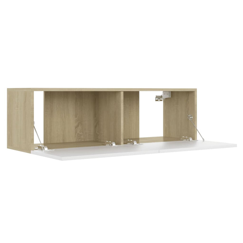 Dealsmate  TV Cabinet White and Sonoma Oak 100x30x30 cm Chipboard