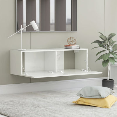Dealsmate  TV Cabinet High Gloss White 100x30x30 cm Engineered Wood