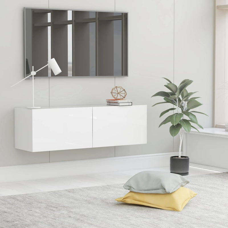 Dealsmate  TV Cabinet High Gloss White 100x30x30 cm Engineered Wood