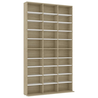 Dealsmate  CD Cabinet White and Sonoma Oak 102x23x177,5 cm Chipboard