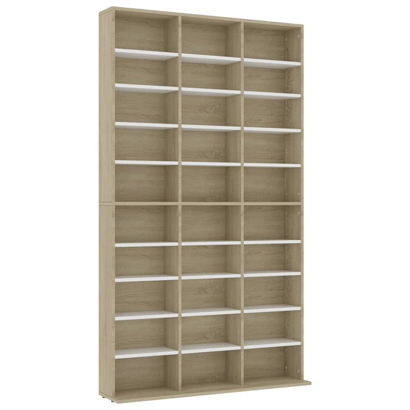 Dealsmate  CD Cabinet White and Sonoma Oak 102x23x177,5 cm Chipboard