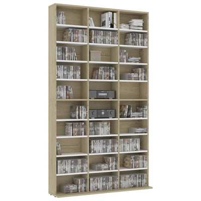 Dealsmate  CD Cabinet White and Sonoma Oak 102x23x177,5 cm Chipboard