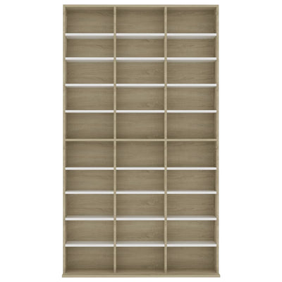 Dealsmate  CD Cabinet White and Sonoma Oak 102x23x177,5 cm Chipboard
