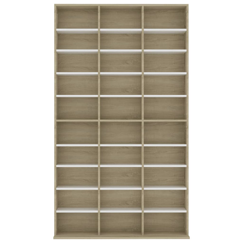 Dealsmate  CD Cabinet White and Sonoma Oak 102x23x177,5 cm Chipboard