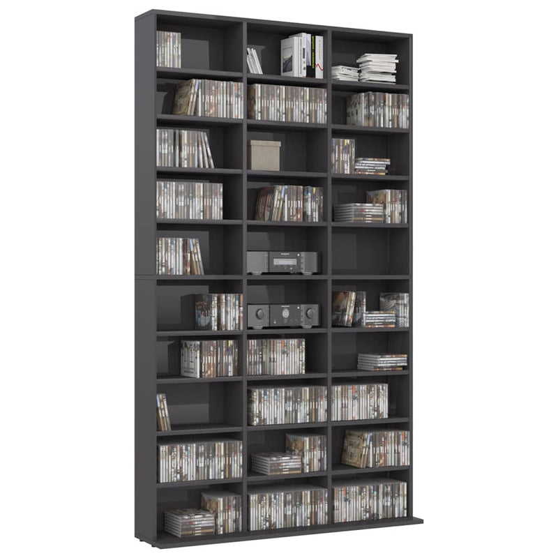 Dealsmate  CD Cabinet High Gloss Grey 102x23x177,5 cm Chipboard