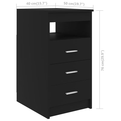 Dealsmate  Drawer Cabinet Black 40x50x76 cm Engineered Wood