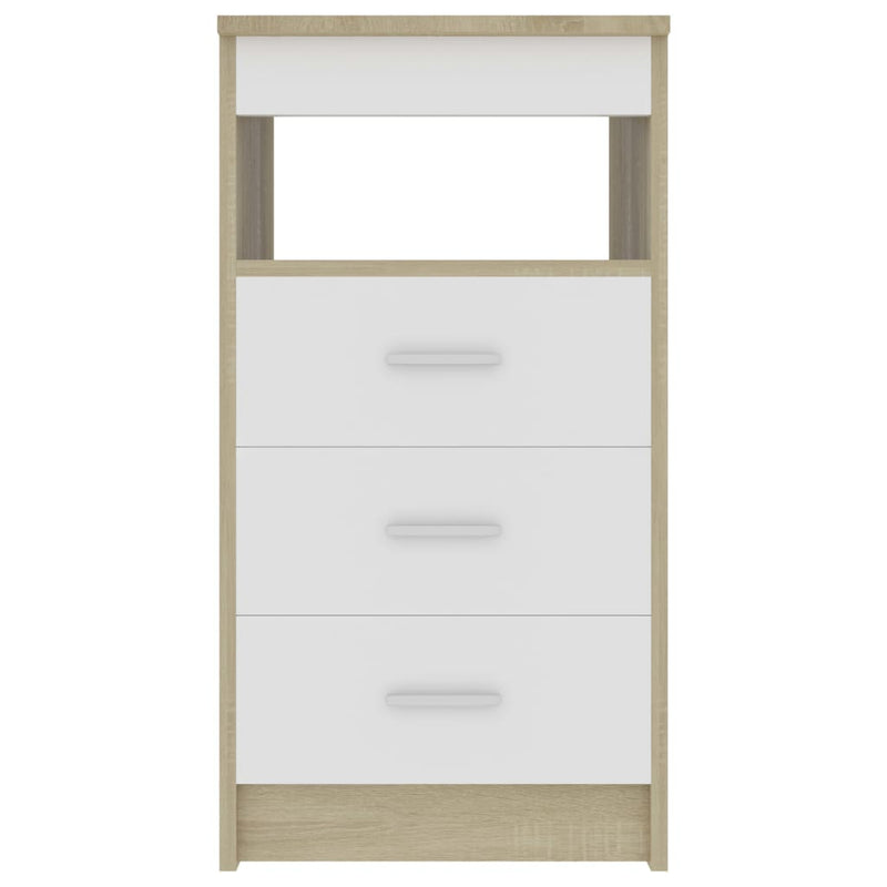 Dealsmate  Drawer Cabinet White and Sonoma Oak 40x50x76 cm Engineered Wood