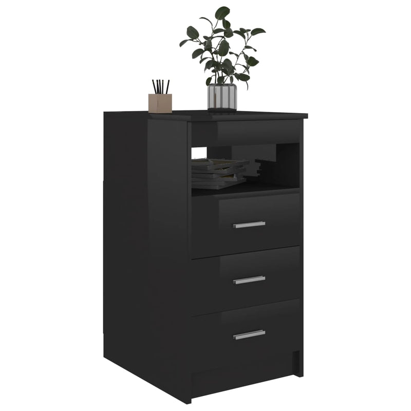 Dealsmate  Drawer Cabinet Hign Gloss Black 40x50x76 cm Engineered Wood