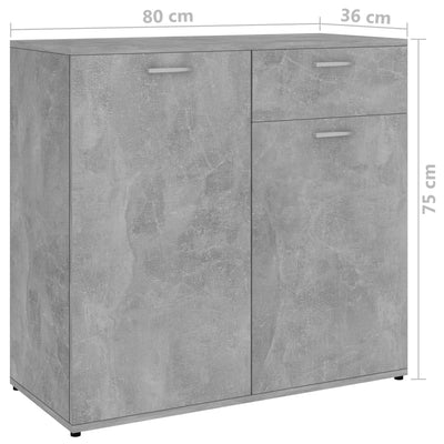 Dealsmate  Sideboard Concrete Grey 80x36x75 cm Engineered Wood