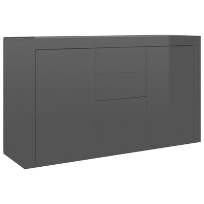 Dealsmate  Sideboard High Gloss Grey 120x36x69 cm Engineered Wood